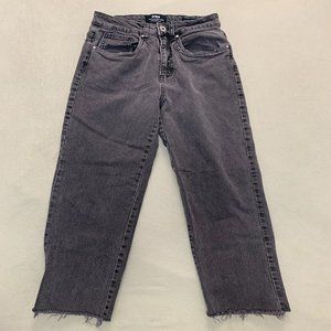 High-Waisted Faded Black Straight Jeans